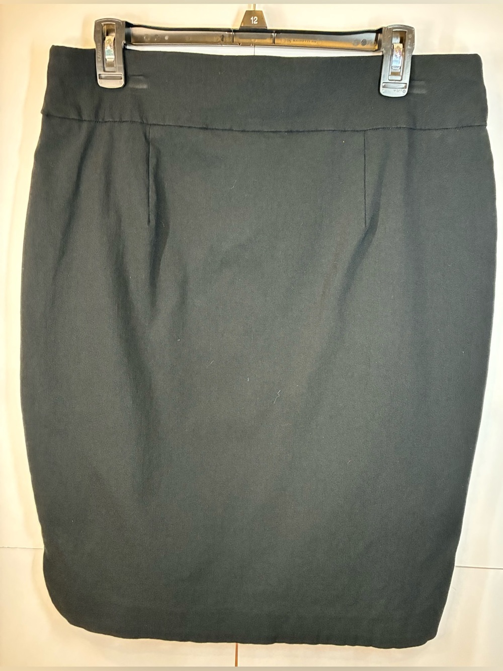 Alfani Black Straight Pencil Skirt Pull On Stretch Waist Side Slits Size Large